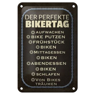 Tin sign saying 12x18cm the perfect biker day bike decoration