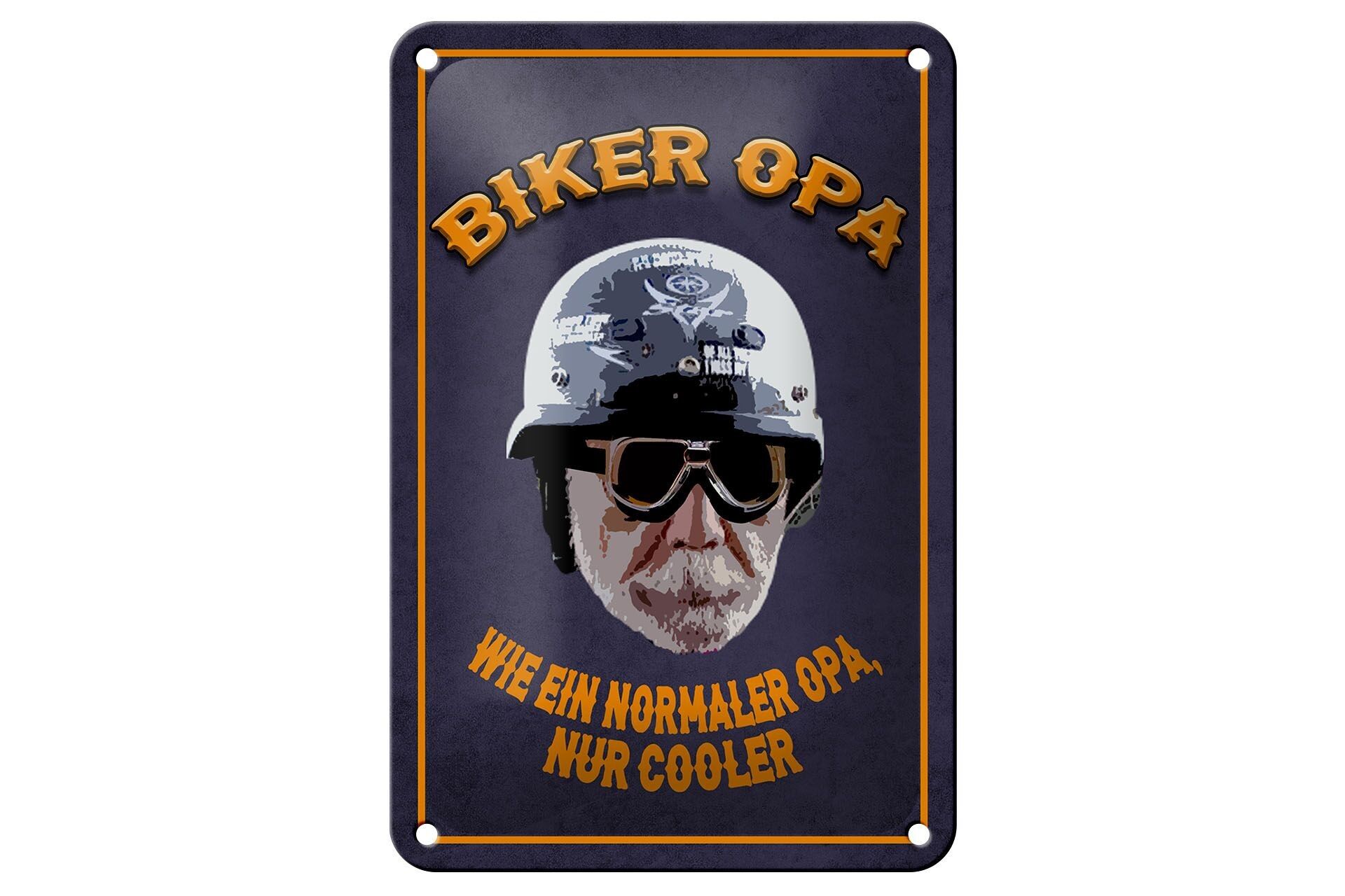 Letrero de chapa que dice "Abuelo motorista" de 12 x 18 cm como decoración de abuelo normal.