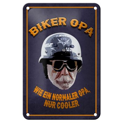 Targa in metallo con scritta "Nonno motociclista" da 12 x 18 cm, come una normale decorazione del nonno
