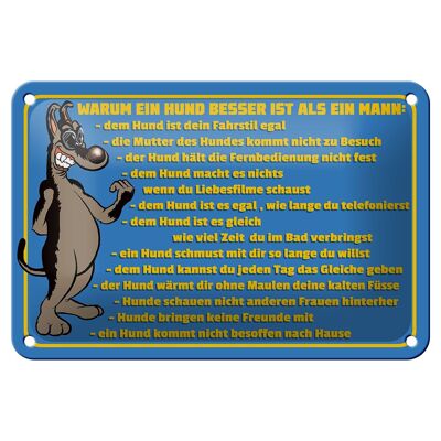 Blechschild Spruch 18x12cm Warum Hund besser ist als Mann Dekoration