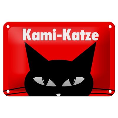 Cartel de chapa que dice Kami 18x12cm - decoración de gato