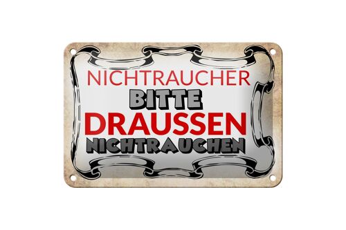 Blechschild Spruch 18x12cm Nichtraucher bitte draußen Dekoration