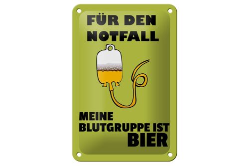 Blechschild Alkohol 12x18cm für den Notfall Blutgruppe Bier Dekoration