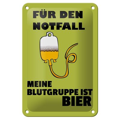 Metal sign alcohol 12x18cm for emergency blood group beer decoration