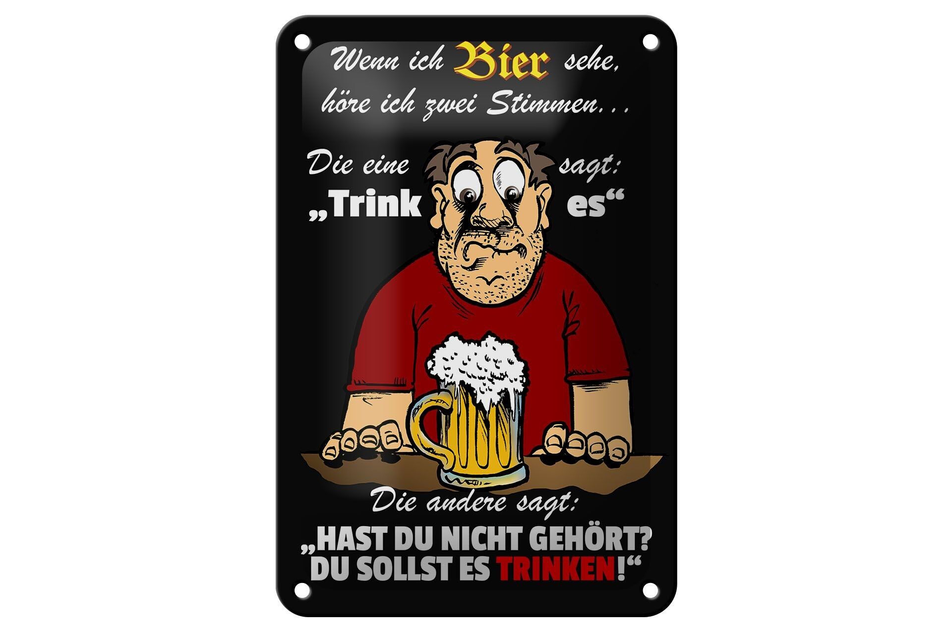 Targa in latta con scritta 12x18 cm quando vedo la birra sento 2 decorazioni