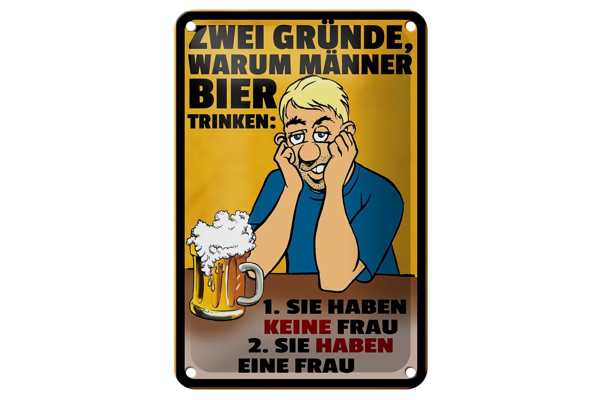 Targa in metallo con scritta 12x18 cm Motivi per cui gli uomini bevono birra decorazione