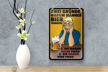 Panneau en étain indiquant 12x18cm, décoration « Raisons pour lesquelles les hommes boivent de la bière » 4
