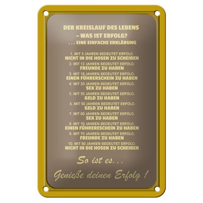 Targa in metallo con scritta "Il cerchio della vita" 12 x 18 cm, decorazione di successo
