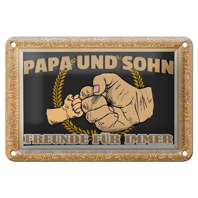 Targa in metallo con scritta "papà e figlio amici per sempre" 18x12 cm, decorazione