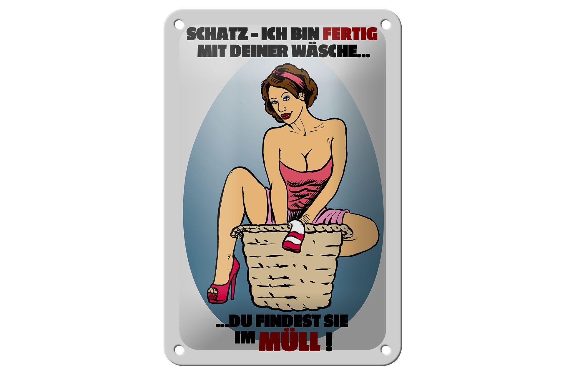 Tin sign Pinup 12x18cm Honey I'm done with laundry decoration