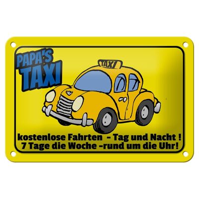 Targa in metallo con scritta "Papa`s Taxi free rides" 18x12 cm
