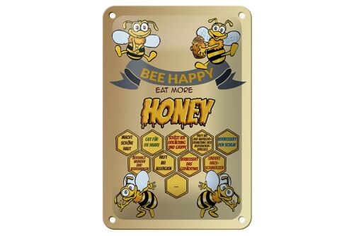 Blechschild Spruch 12x18cm Bee happy eat more honey Honig Dekoration