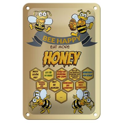 Cartel de chapa que dice 12x18cm Abeja feliz come más miel decoración de miel