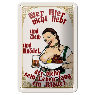 Blechschild Pinup 12x18cm wer Bier nicht liebt ein Blödel Dekoration