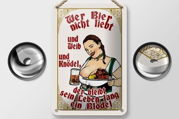 Plaque en tôle Pinup 12x18cm qui n'aime pas la bière est une décoration stupide 2