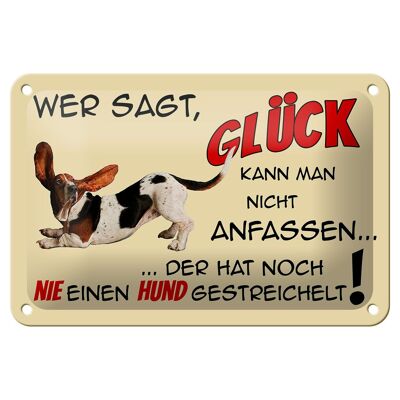Cartel de chapa que dice perro de 18x12 cm que dice que la felicidad no puede ser decoración
