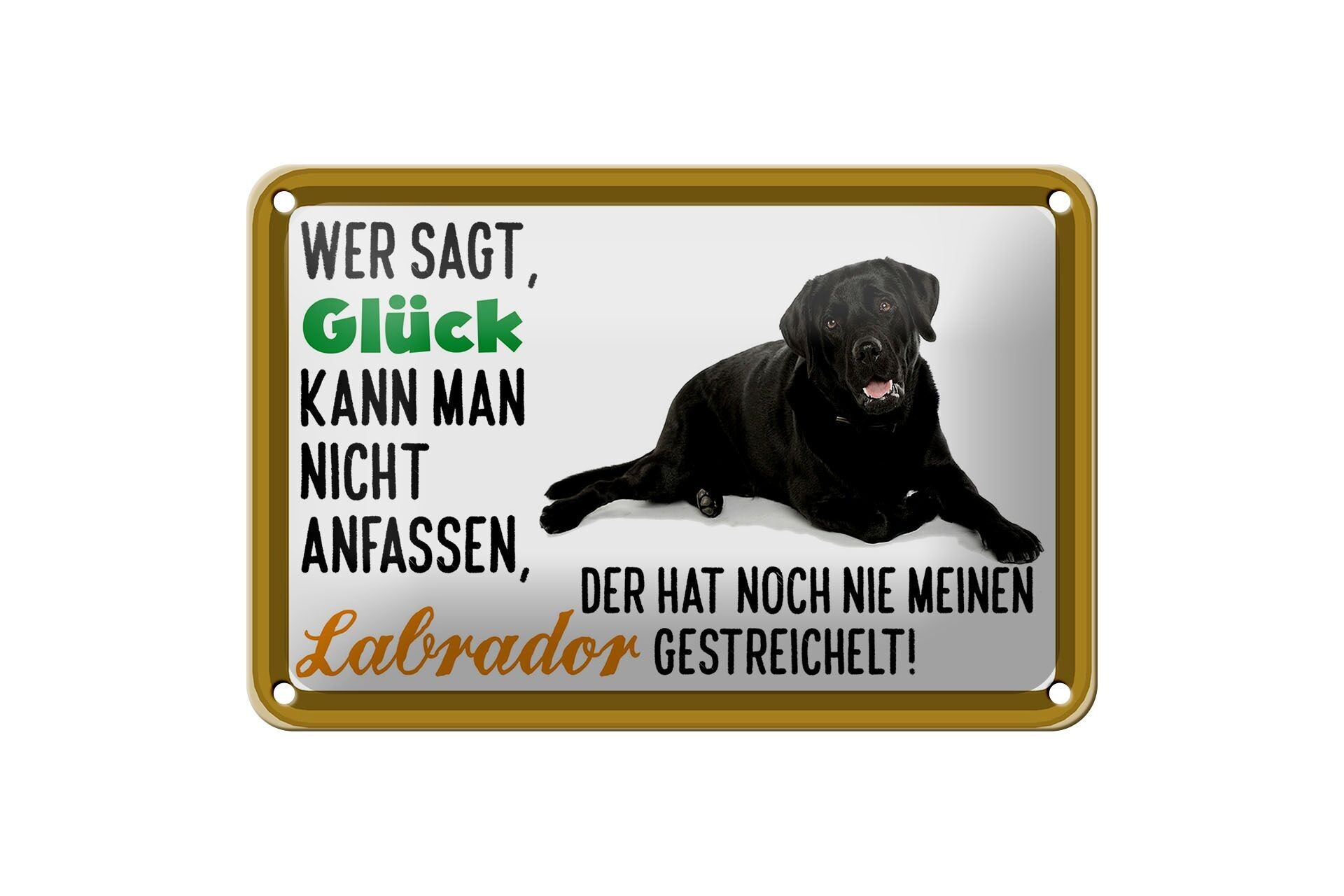 Targa in latta con scritta 18x12 cm La felicità non toccare la decorazione Labrador