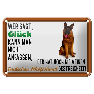 Letrero de chapa que dice 18x12cm Decoración de perro pastor alemán de la suerte