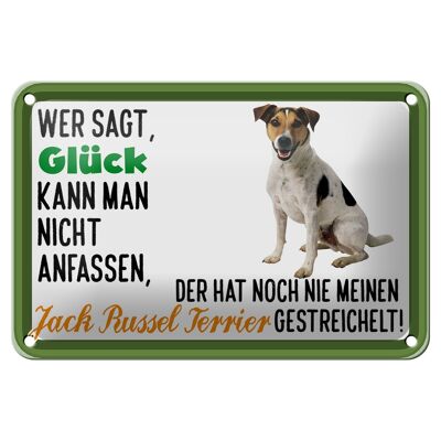 Targa in latta con scritta 18x12 cm decorazione cane Lucky Jack Russel Terrier