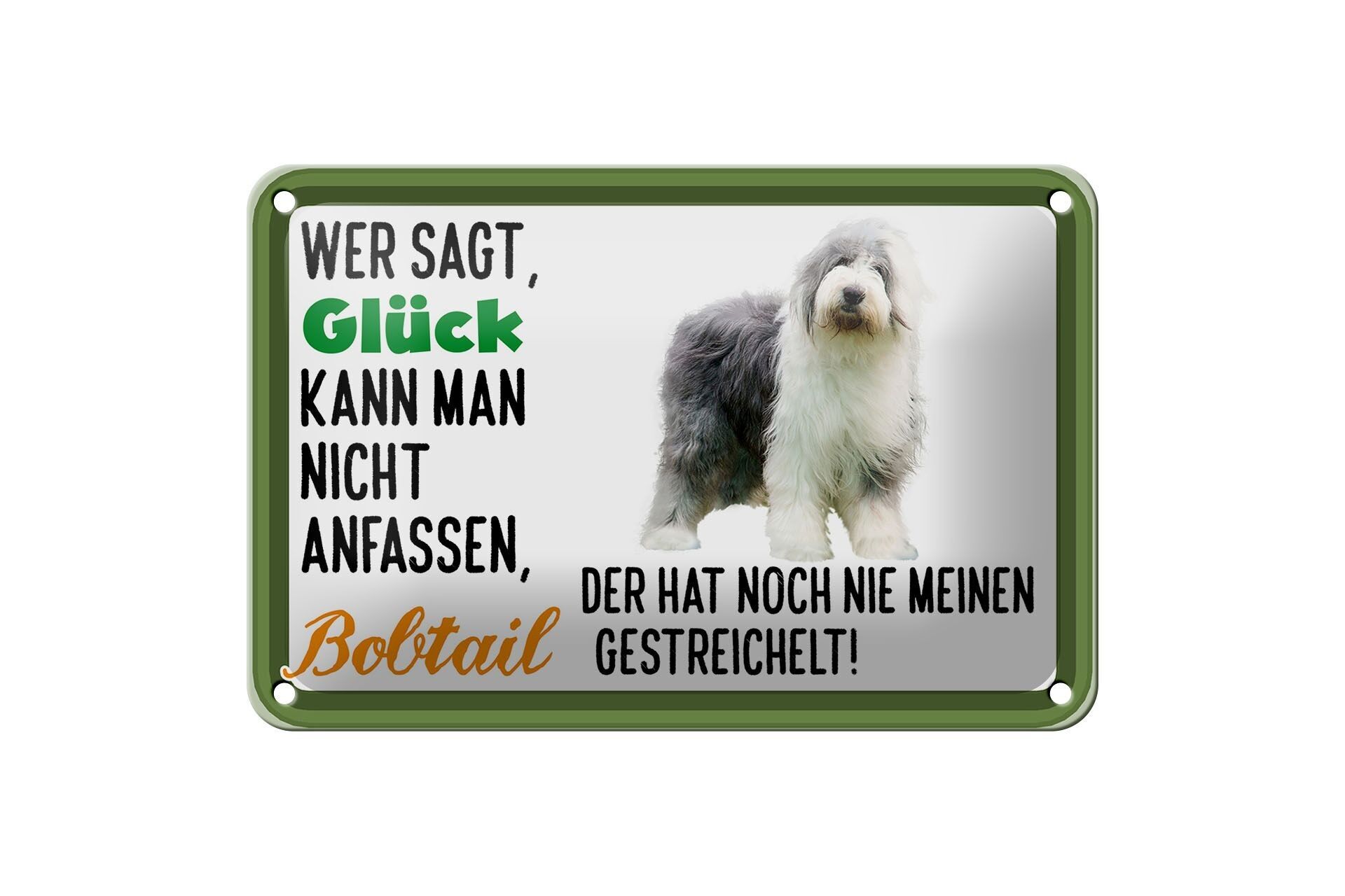 Targa in latta con scritta 18x12 cm La felicità non toccare la decorazione Bobtail