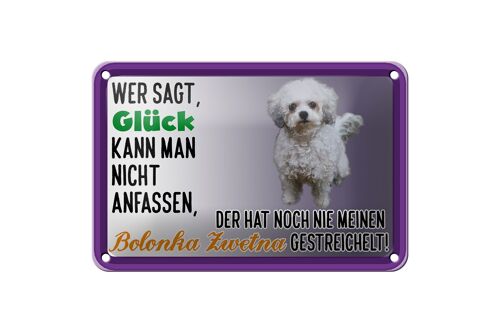 Blechschild Spruch 18x12cm Glück anfassen Bolonka Zwetna Dekoration