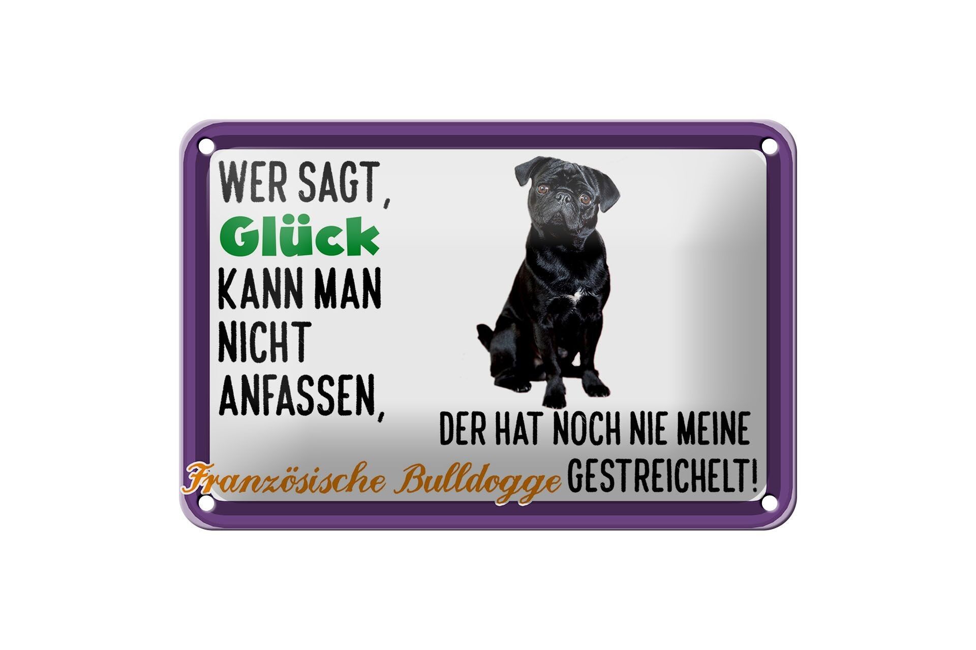 Tin sign saying 18x12cm luck French bulldog decoration