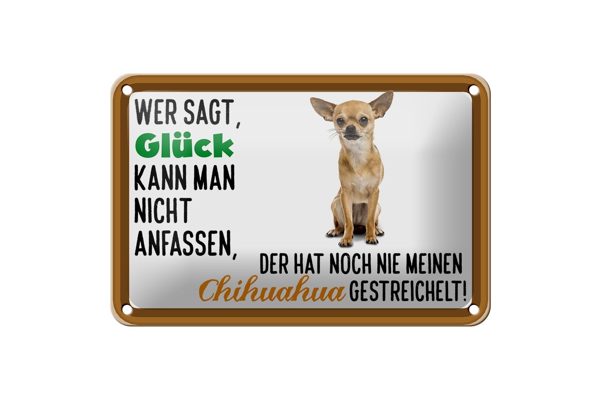 Panneau en étain disant 18x12cm qui dit décoration de chien chihuahua porte-bonheur