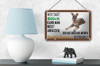 Panneau en étain disant 18x12cm, décoration de chien Schnauzer Miniature porte-bonheur 4