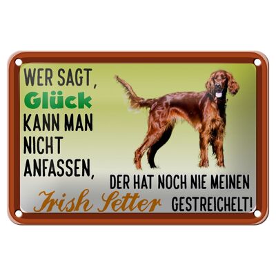 Blechschild Spruch 18x12cm Glück Irish Setter Hund Dekoration