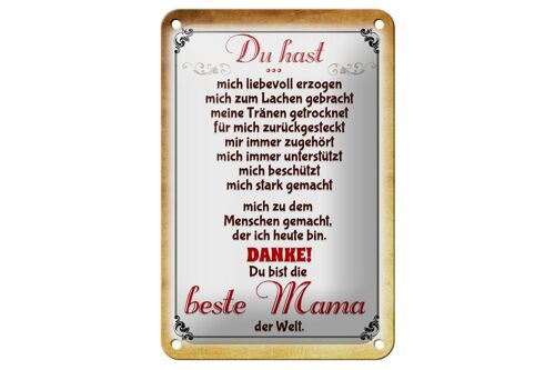 Blechschild Spruch 12x18cm Danke du bis die Beste Mama Dekoration