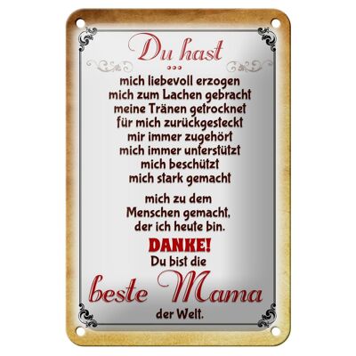 Blechschild Spruch 12x18cm Danke du bis die Beste Mama Dekoration