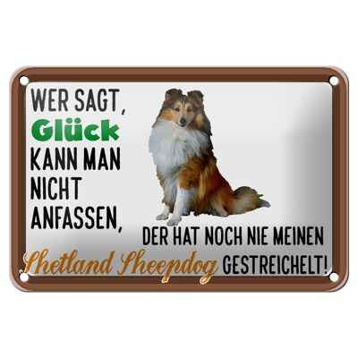 Targa in metallo con scritta "Lucky Shetland Sheepdog" 18x12 cm. Decorazione cane