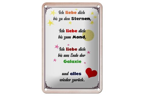 Blechschild Spruch 12x18cm ich liebe dich bis zu den Sternen Dekoration