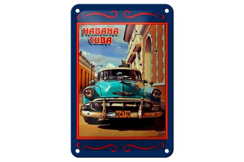 Blechschild Cuba 12x18cm Havana Cuba blaues Auto Dekoration