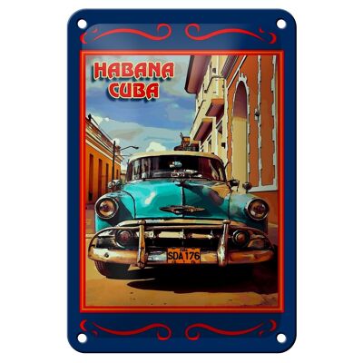 Targa in metallo Cuba 12x18 cm Havana Cuba decorazione auto blu
