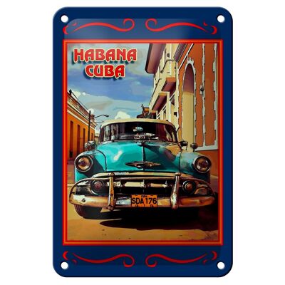 Plaque en tôle Cuba 12x18cm Havana Cuba bleu décoration voiture