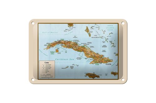 Blechschild Cuba 18x12cm Landkarte Dekoration