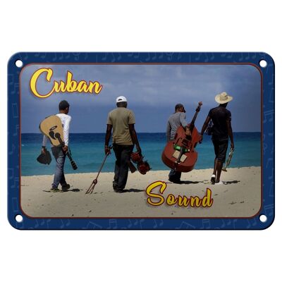 Plaque en tôle Cuba 18x12cm Bande sonore Cuba sur la décoration de plage