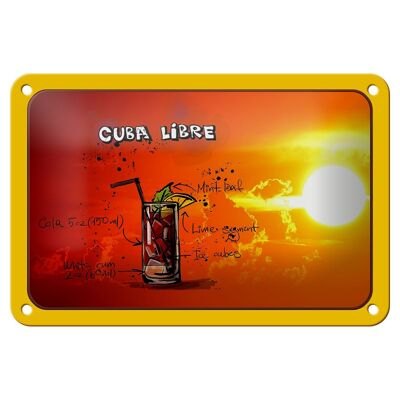 Cartel de chapa Cuba 18x12cm Libre Sol Cóctel Decoración