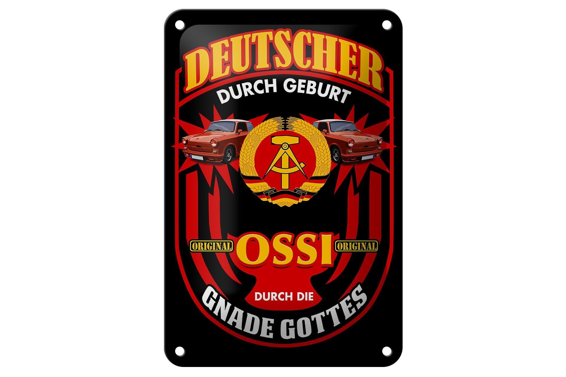 Blechschild Spruch 12x18cm Deutscher Geburt original Ossi Dekoration