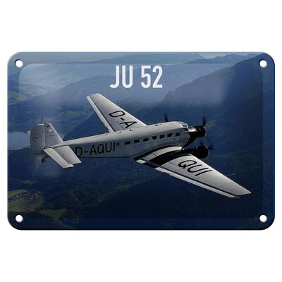 Tin sign airplane 18x12cm JU 52 in the air decoration