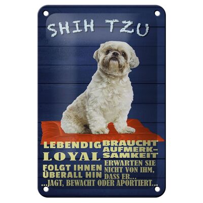 Letrero de chapa que dice 12x18cm perro Shih Tzu decoración leal y animada