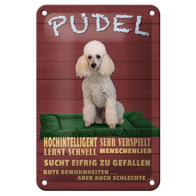 Letrero de chapa que dice 12x18cm Poodle, perro encantador muy inteligente, decoración