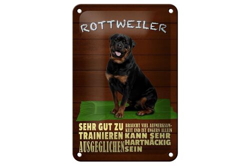 Blechschild Spruch 12x18cm Rottweiler Hund ungern allein Dekoration