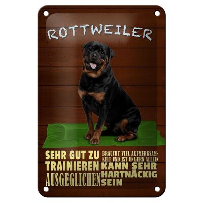 Targa in metallo con scritta 12x18 cm Rottweiler cane riluttante solo, decorazione