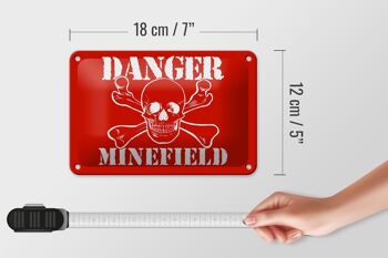 Panneau d'avertissement en étain 18x12cm, décoration de crâne de champ de mines de Danger 5