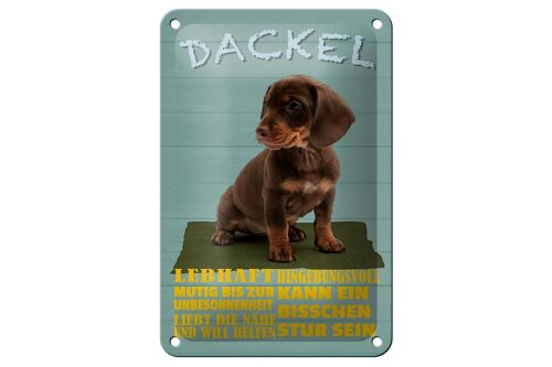 Blechschild Spruch 12x18cm Dackel Hund lebhaft mutig stur Dekoration