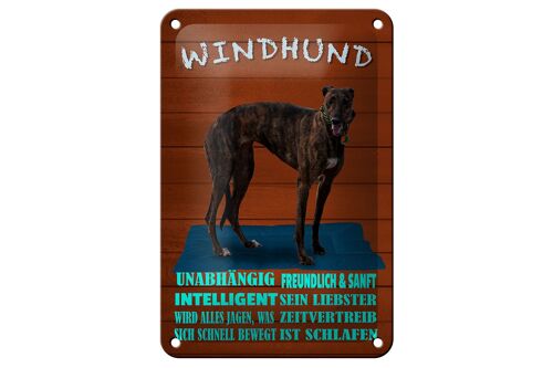 Blechschild Spruch 12x18cm Windhund Hund intelligent sanft Dekoration