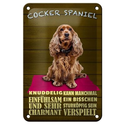 Tin sign saying 12x18cm Cocker Spaniel dog cuddly decoration