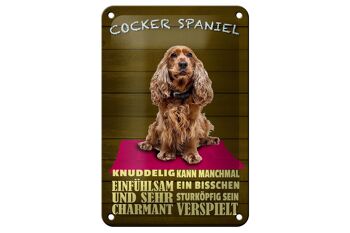 Plaque en étain avec inscription en forme de chien Cocker Spaniel, 12x18cm, décoration câline 1